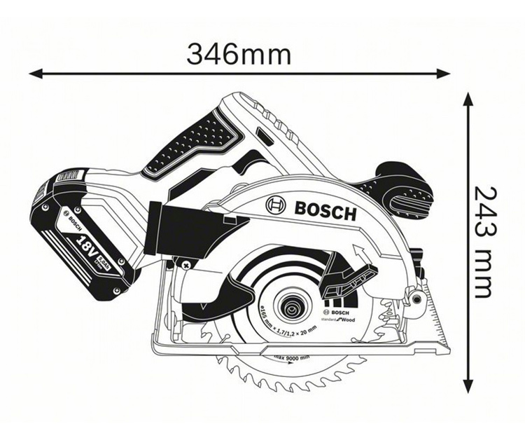 Аккумуляторная дисковая пила BOSCH GKS 18V-57 G (06016A2101)
