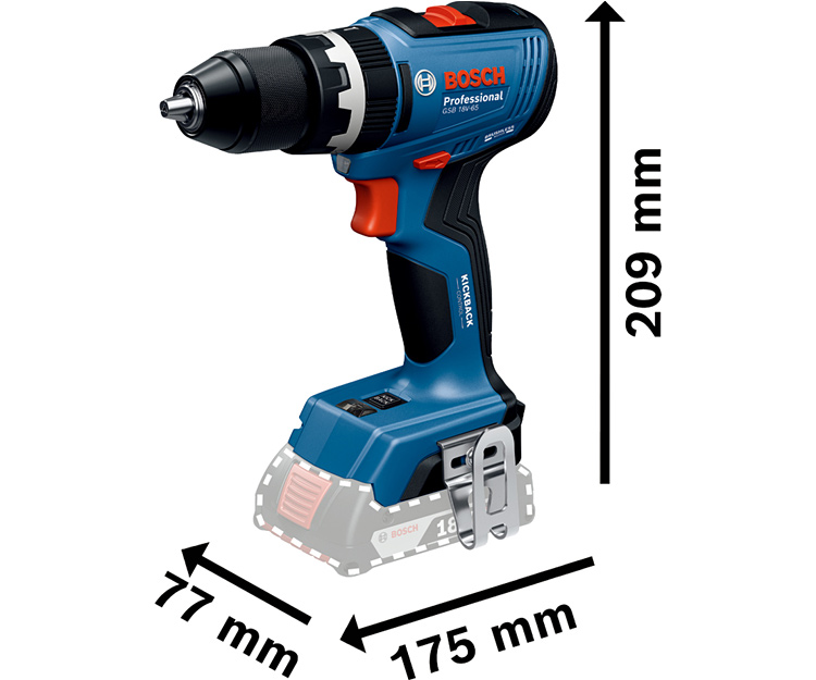 Акумуляторний ударний дриль-шурупокрут BOSCH GSB 18V-65 (2x 5Ah +  L-BOXX 136) (06019N3303)
