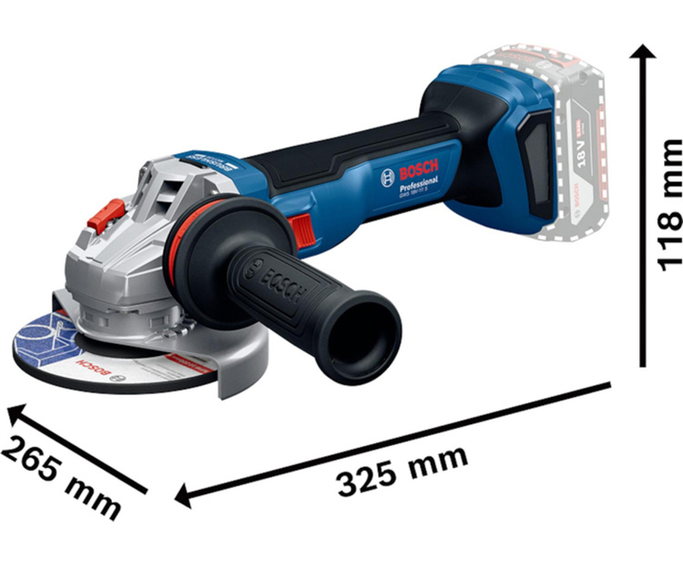 Аккумуляторная болгарка BOSCH GWS 18V-11 S (L-BOXX 136) (06019N4001)