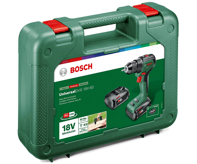 Аккумуляторная дрель-шуруповерт BOSCH UniversalDrill 18V-60 Set (06039D7002)