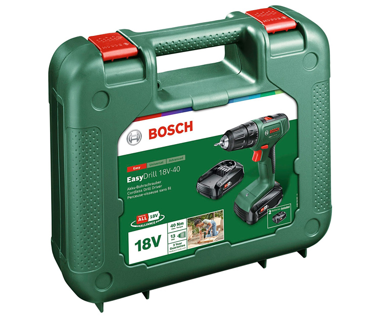 Аккумуляторная дрель-шуруповерт BOSCH Easydrill 18V-40 (2x 1,5Ah) (06039D8002)