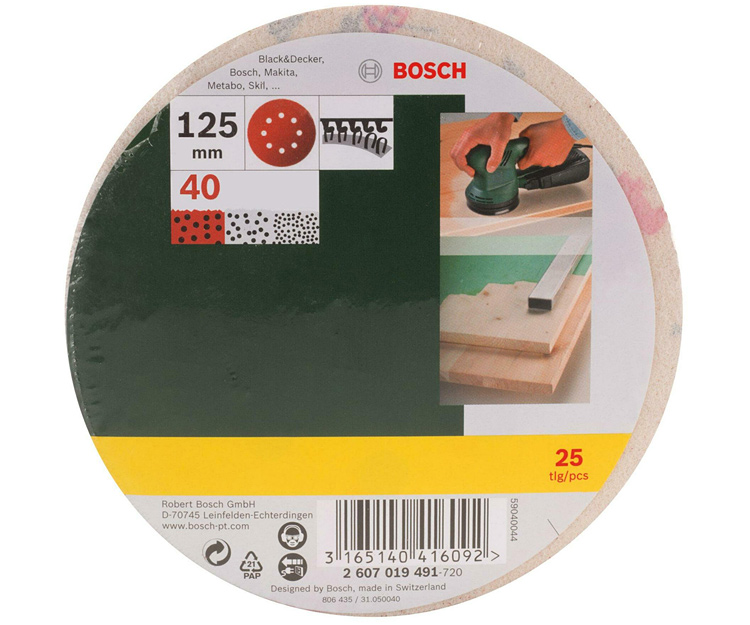 25 шлифлистов BOSCH 125 мм К40 (2607019491)