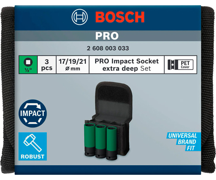 Набор ударных торцевых головок BOSCH 1/2
