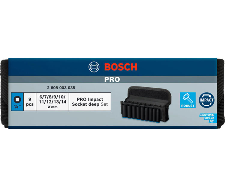 Набор ударных торцевых головок BOSCH 1/4