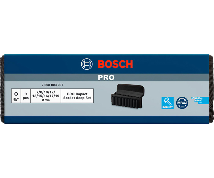 Набор ударных торцевых головок BOSCH 3/8