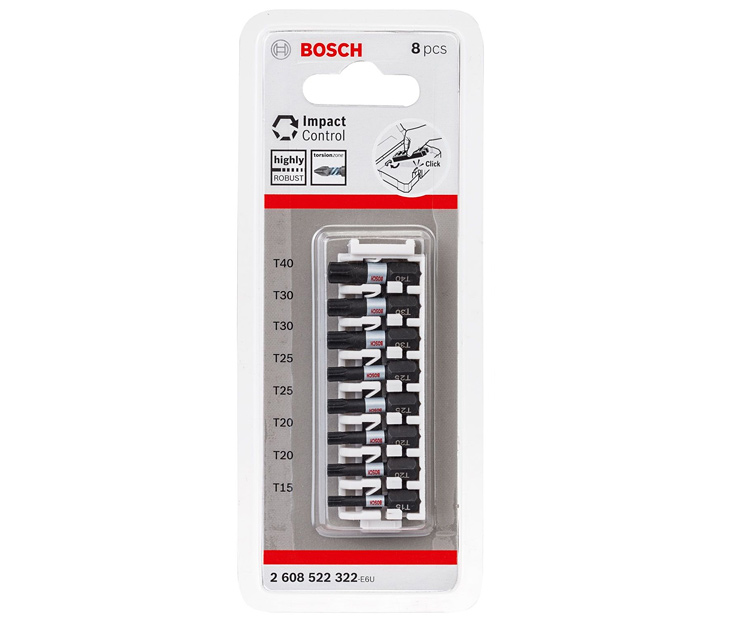 Касета ударных бит Bosch Impact Control, 25 мм 8 шт.
