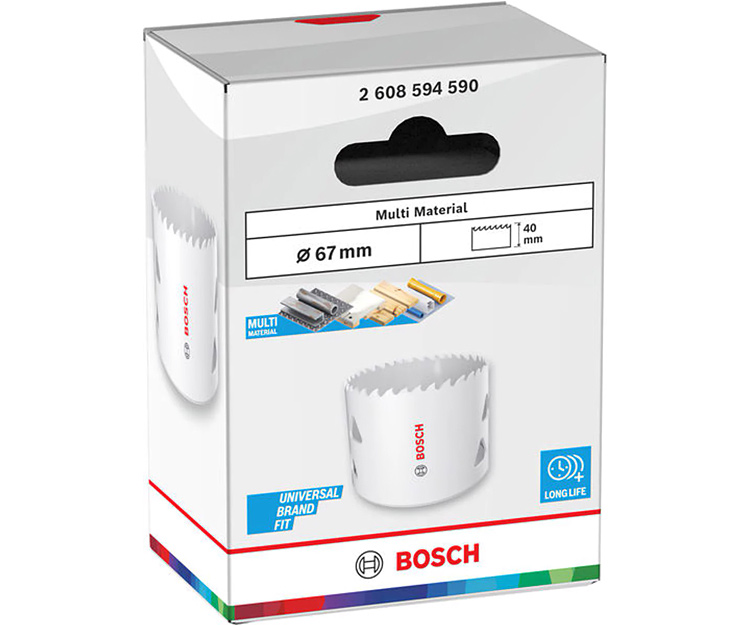Биметаллическая коронка BOSCH Multi Material Threaded BIM HS 67 мм (2608594590)