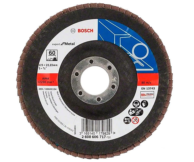 Лепестковый шлифкруг Bosch Expert for Metal, 125×22,23 мм, К60