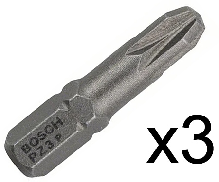 Біта Bosch Extra Hard 25 мм PZ3, 3 шт.