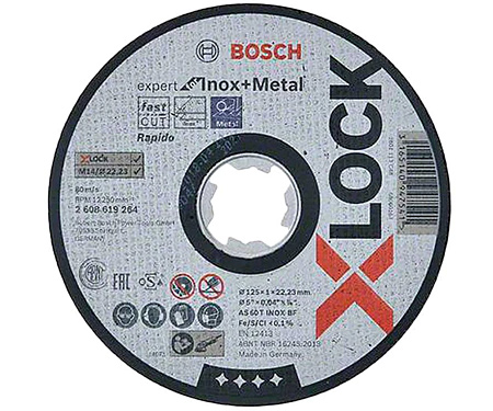 Круг отрезной Bosch X-Lock Expert Inox, 125х1х22,23 мм